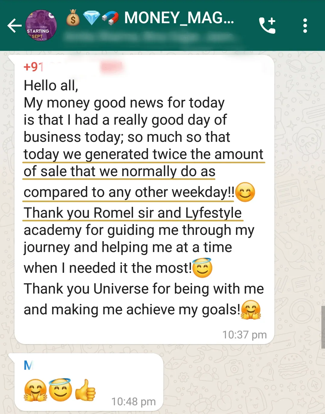 5 days money affirmation testimonial 3